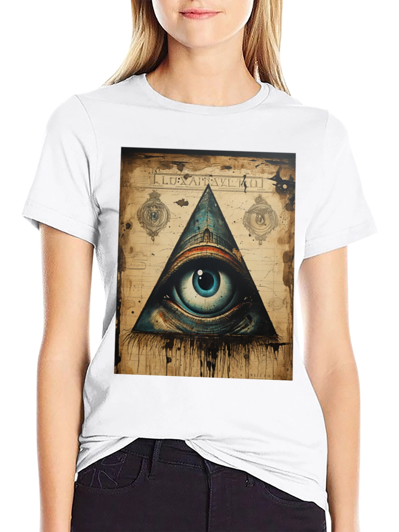 Black All Seeing Eye Graphic Tee view 9