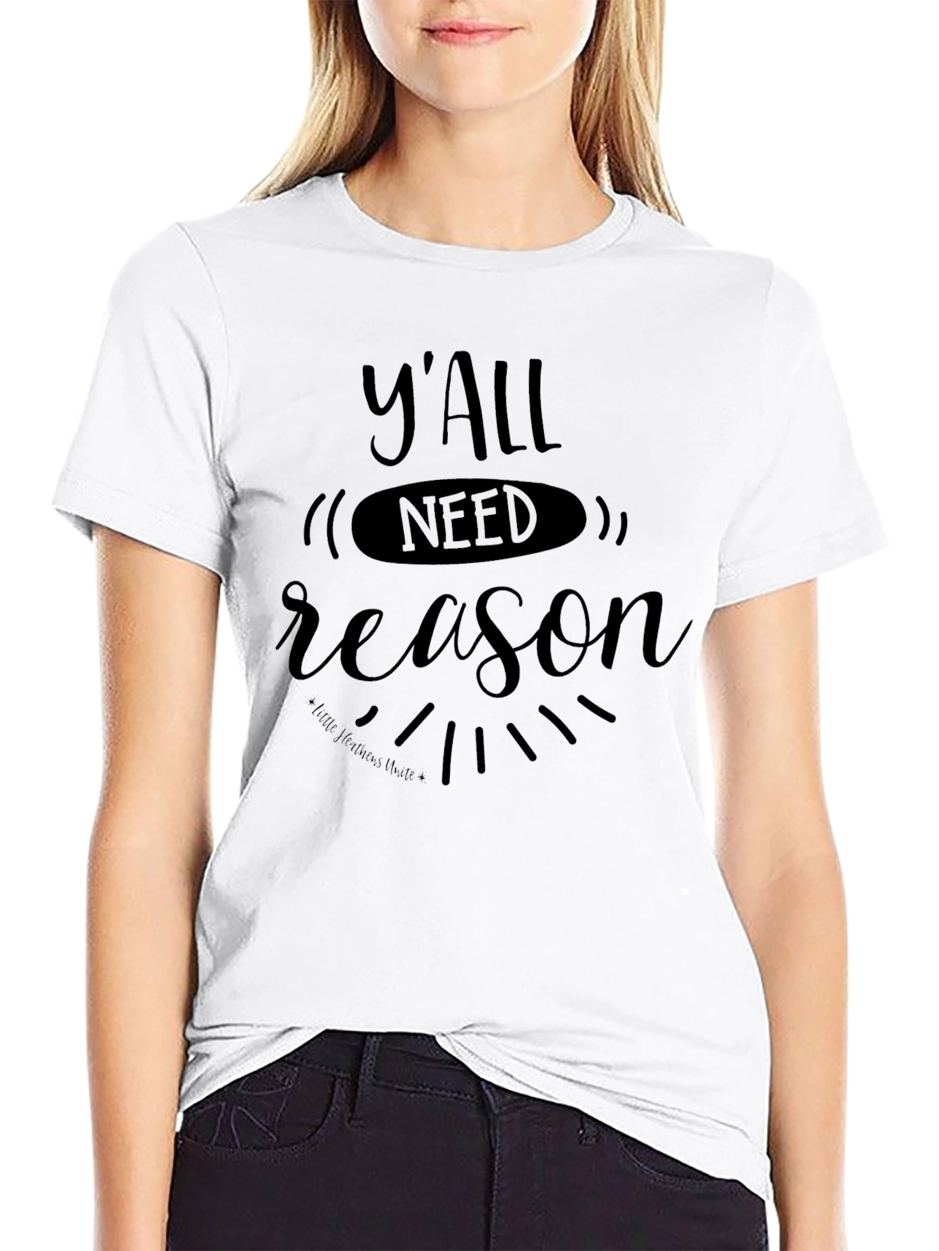 Black Y'all Need Reason Black Graphic Tee view 9