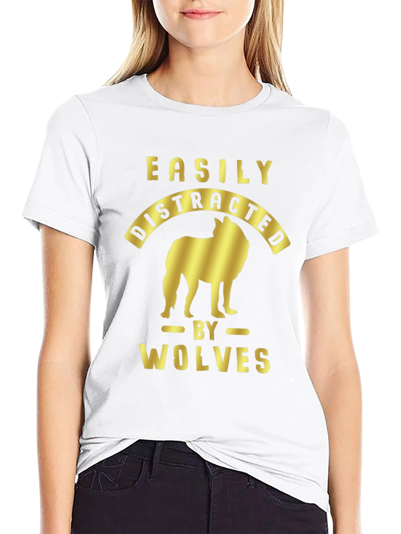 Black Easily Distracted by Wolves Graphic Tee view 9
