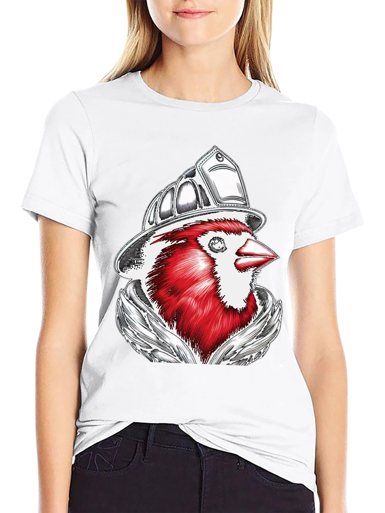 Black Cardinal Firefighter Graphic T-Shirt view 9