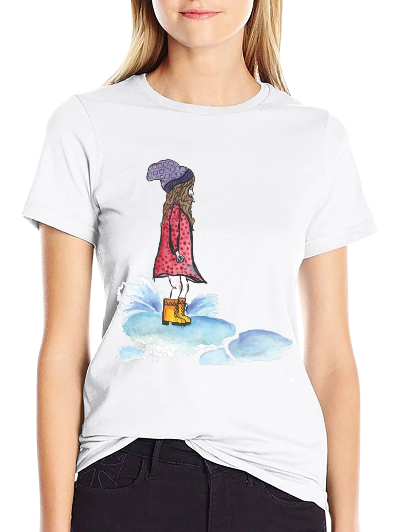 Black Whimsical Girl Black T-Shirt view 9