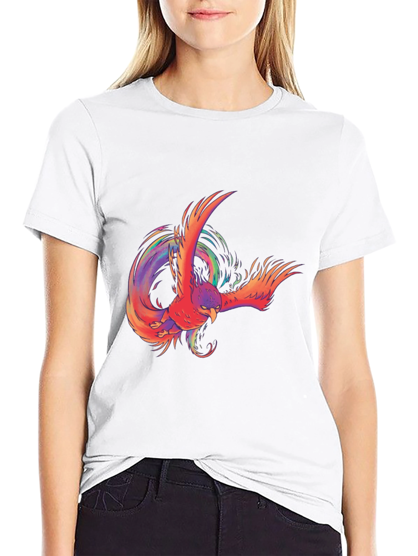 Black Phoenix Graphic Print Black T-Shirt view 9