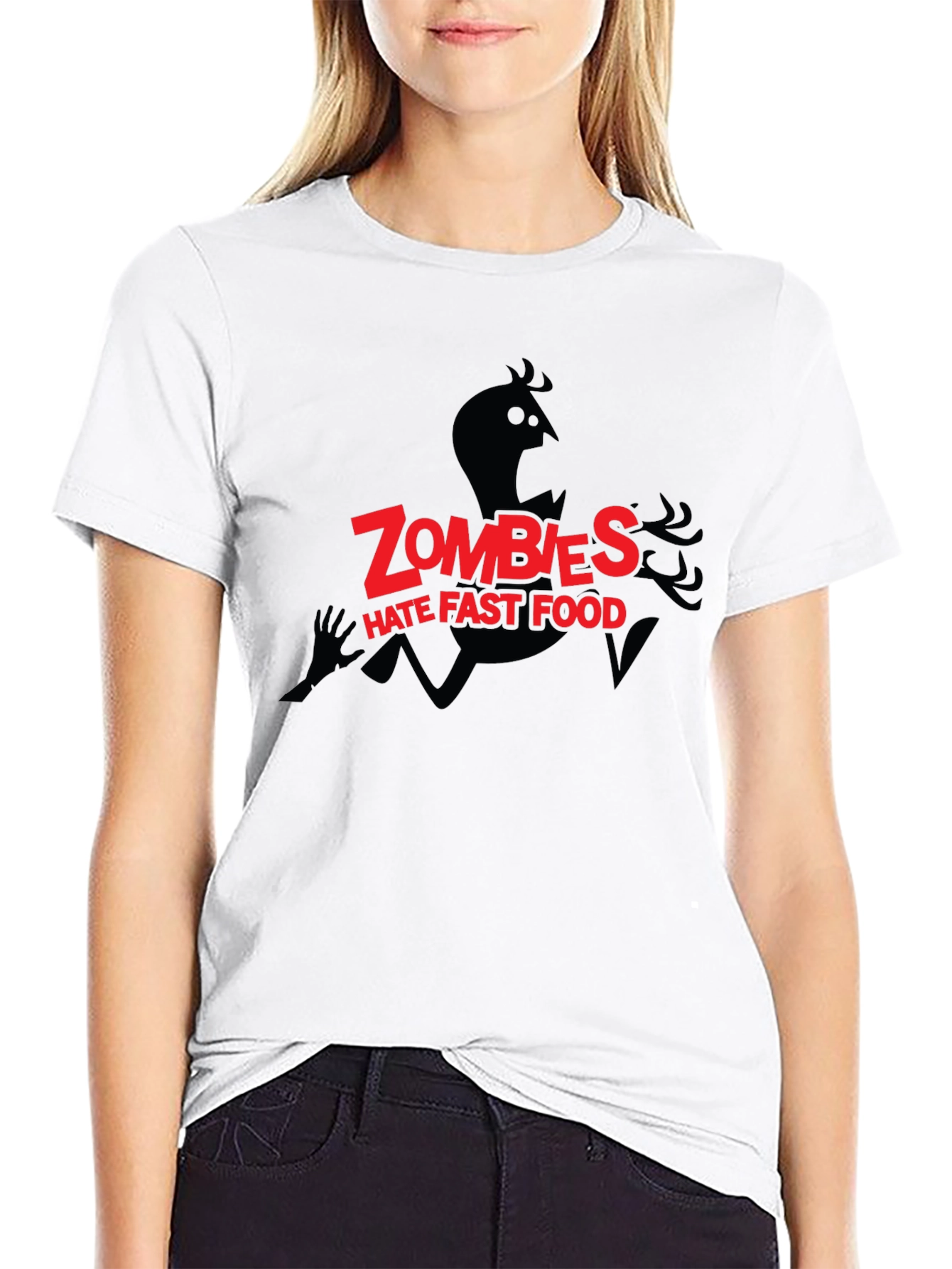 Black Zombies Hate Fast Food Graphic Tee view 9