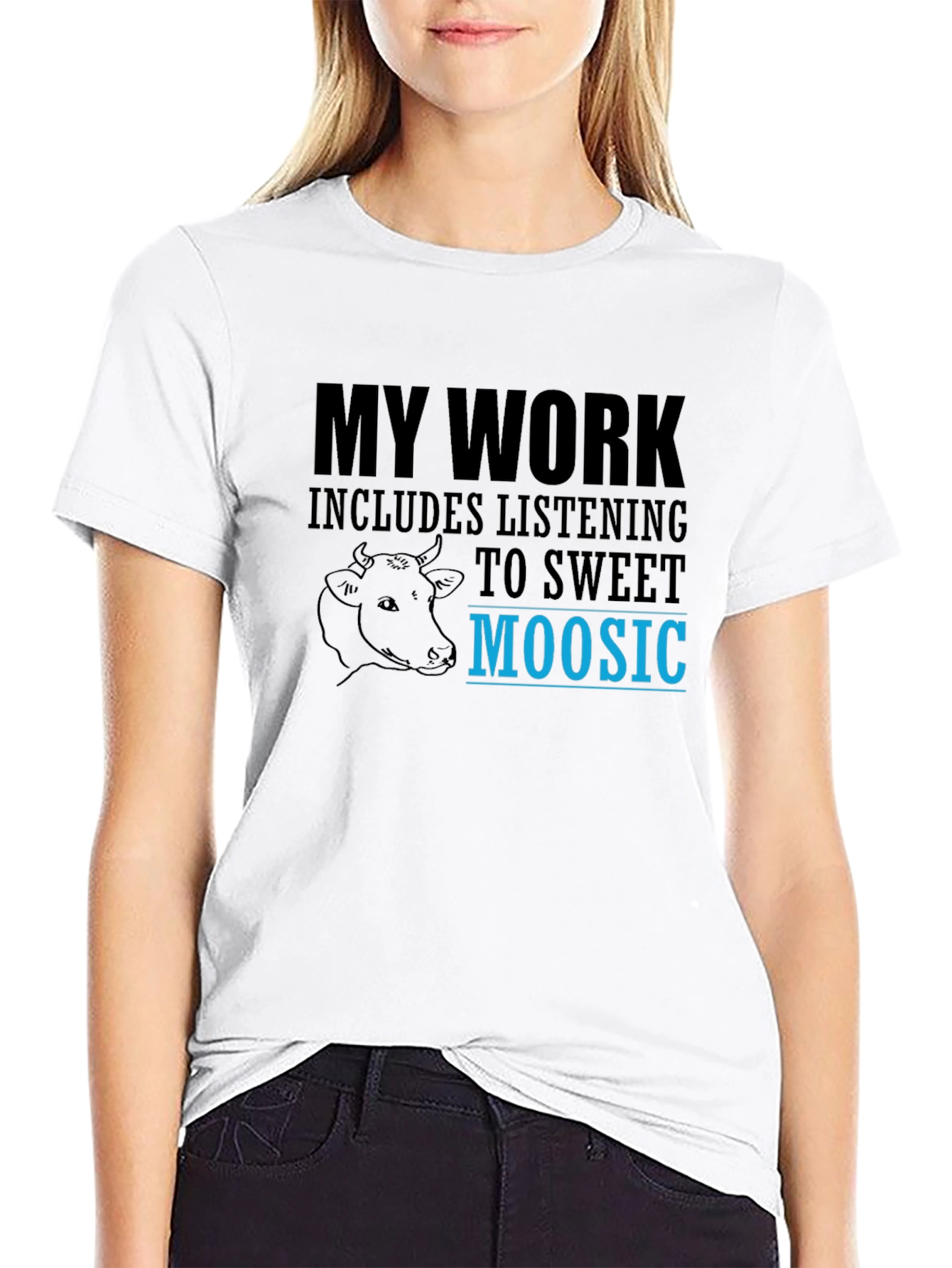 Black Sweet Moosic T-Shirt - Funny Cow Lover Tee view 9