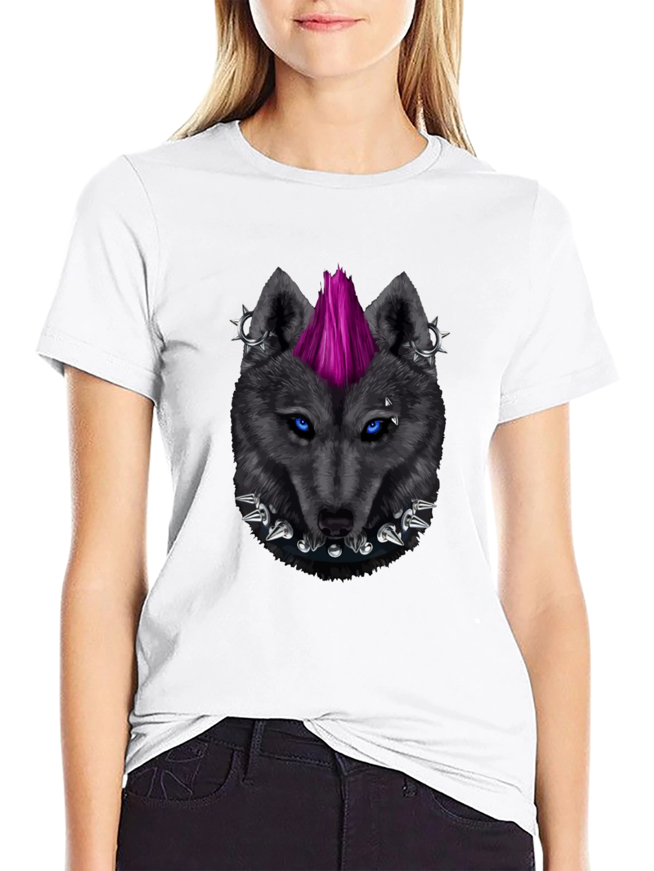 Black Punk Wolf Graphic Tee - Edgy Style view 9