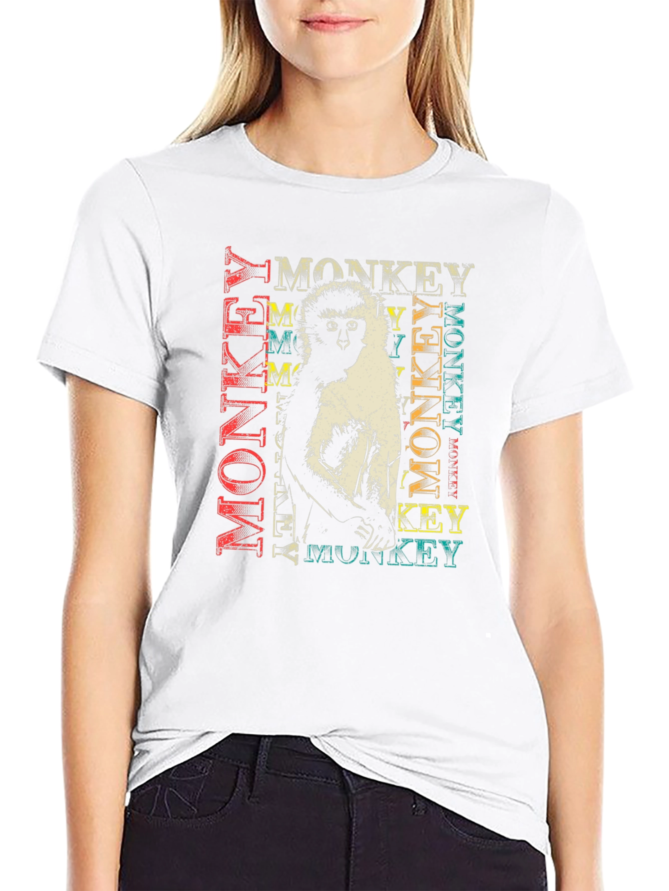 Black Monkey Graphic Print Black T-Shirt view 9