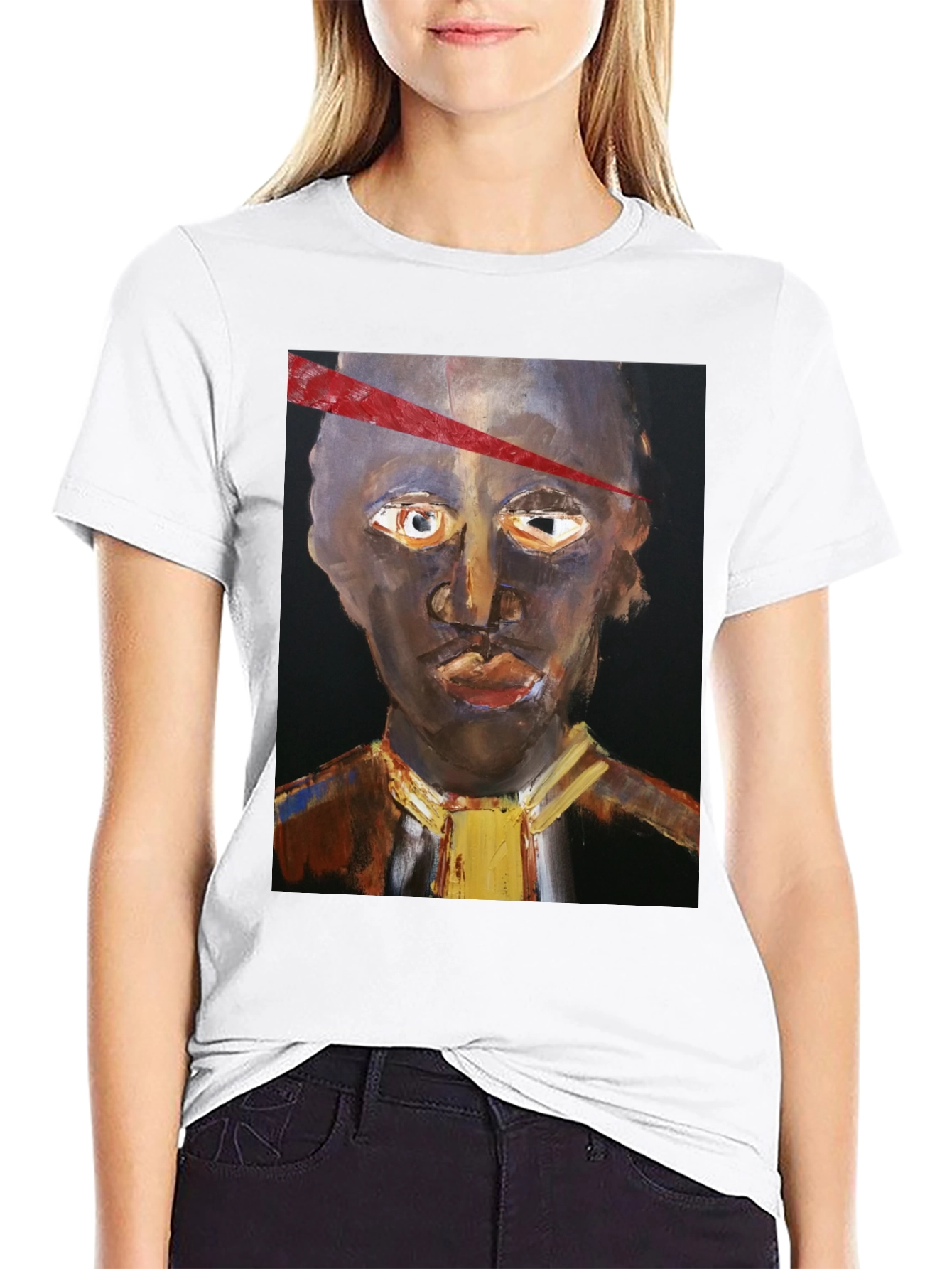 Black Abstract Face Graphic Tee view 9