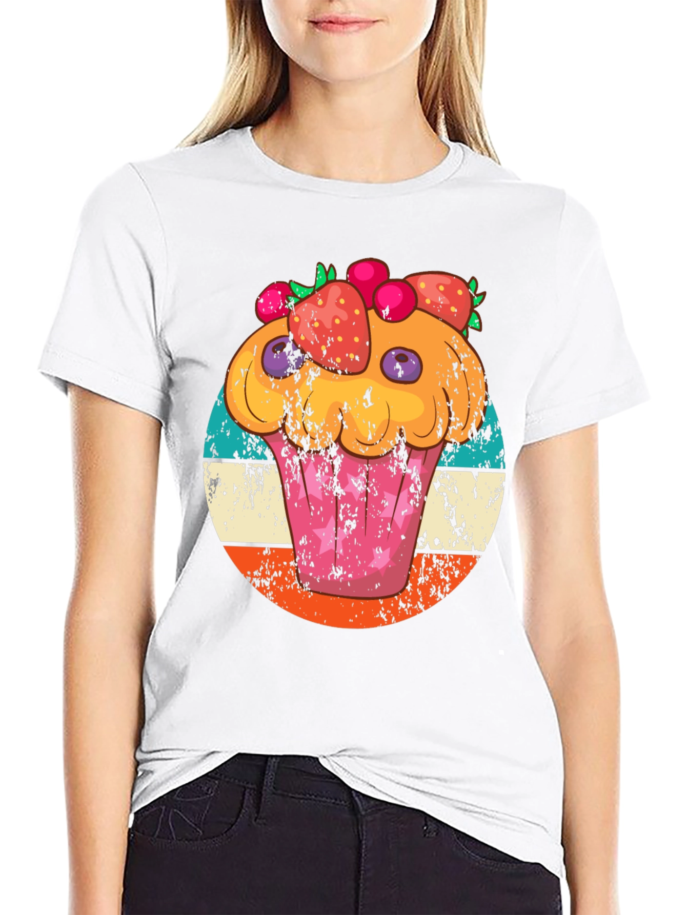 Black Cupcake Graphic Tee Retro Style view 9