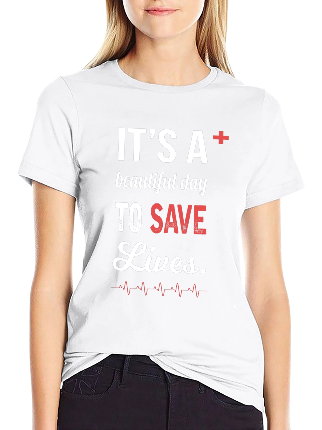Black It's A+ Beautiful Day To Save Lives Graphic Tee view 9