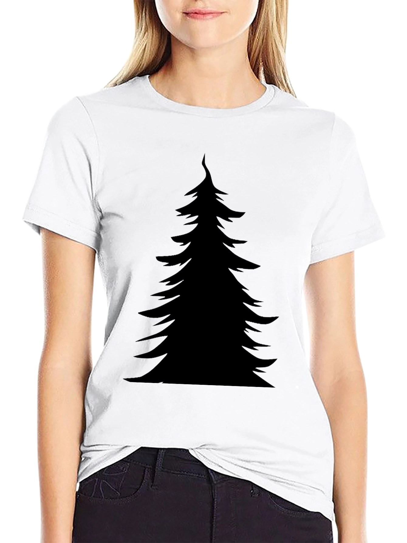 Black Black Christmas Tree Graphic Tee - Holiday Style view 9