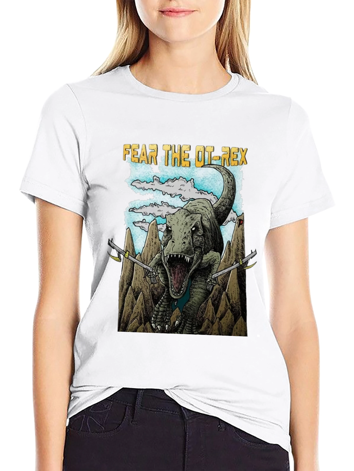 Black Fear The OT-Rex Dinosaur Graphic T-Shirt view 9