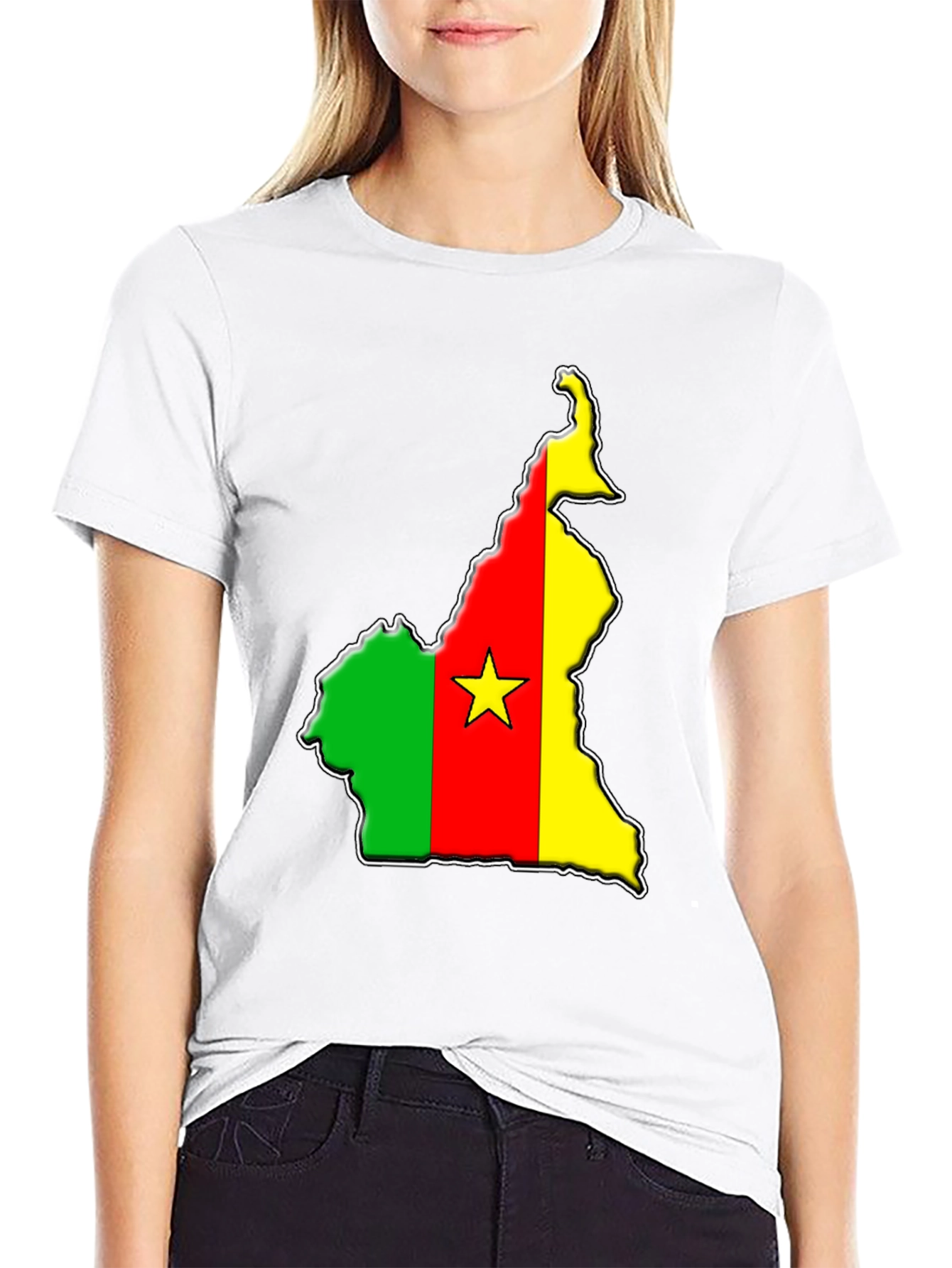 Black Cameroon Flag Map T-Shirt view 9