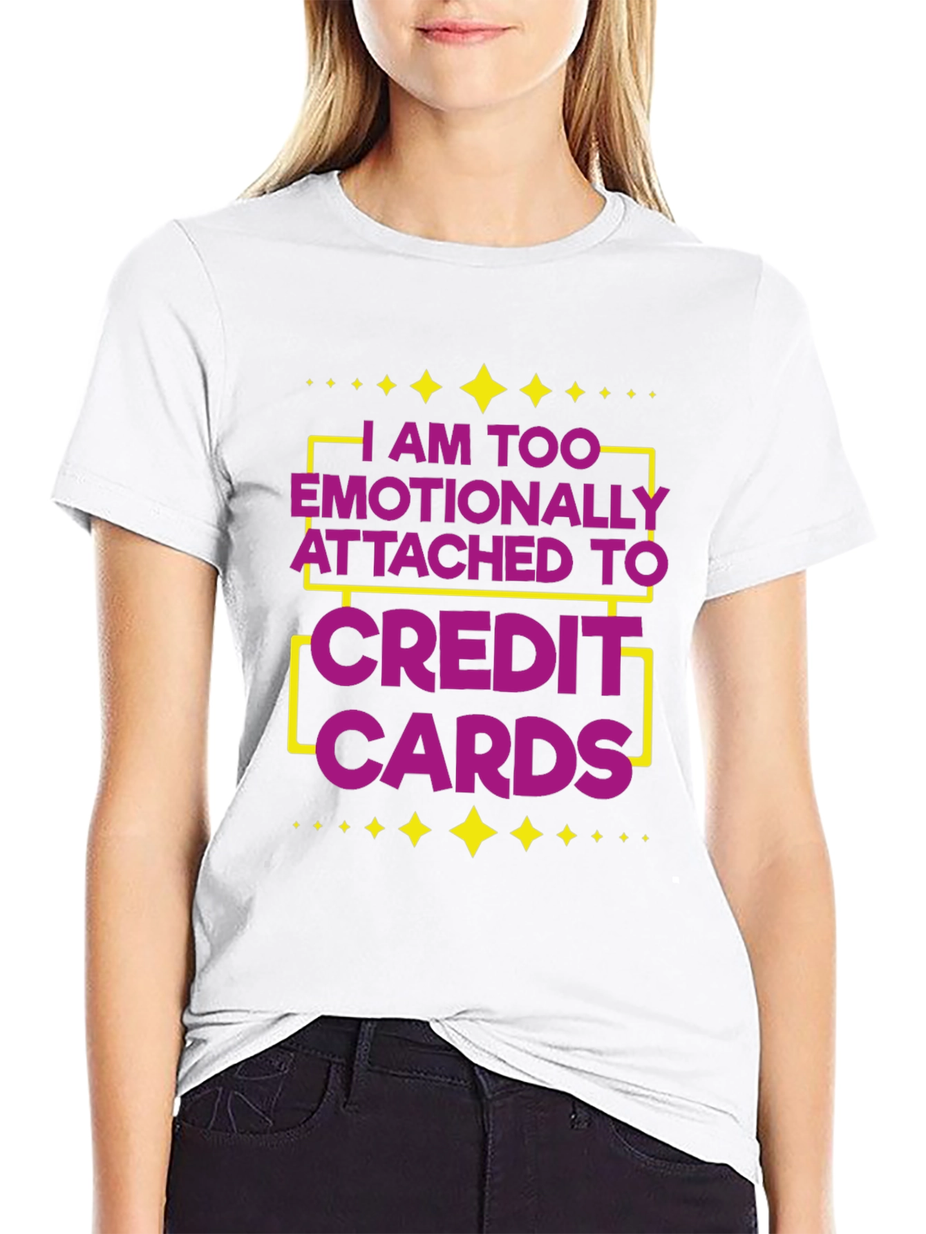 Black Emotionally Attached to Credit Cards Funny T-Shirt view 9