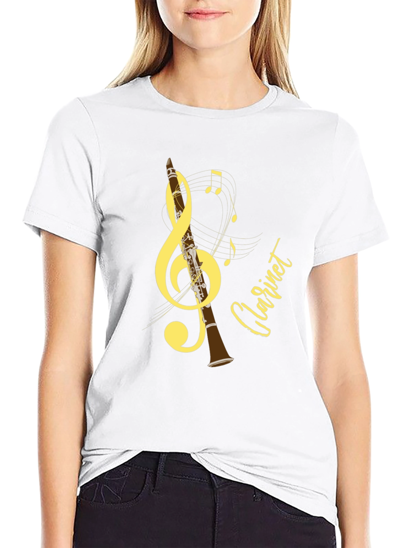 Black Musical Clarinet T-Shirt - Black view 9