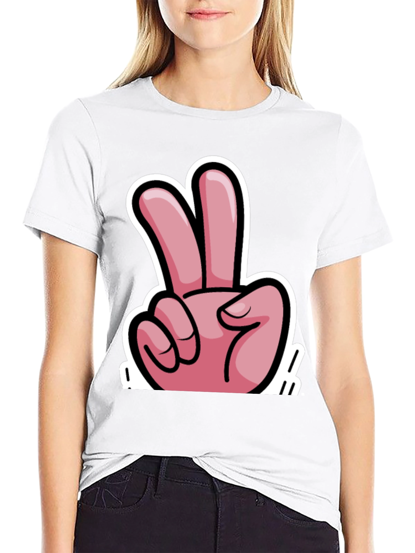 Black Peace Sign Graphic T-Shirt - Black view 9