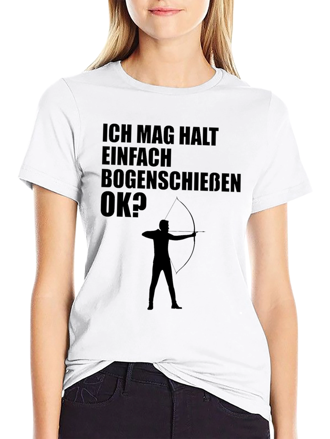 Black Archery T-Shirt: Ich Mag Bogenschiessen OK? - Black Tee view 9