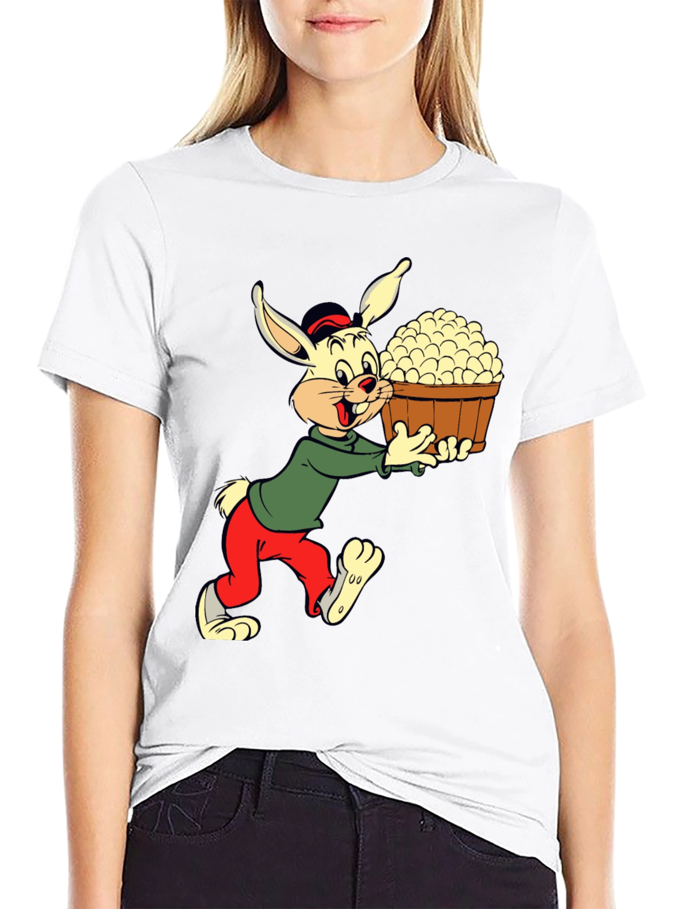 Black Cartoon Rabbit T-Shirt view 9