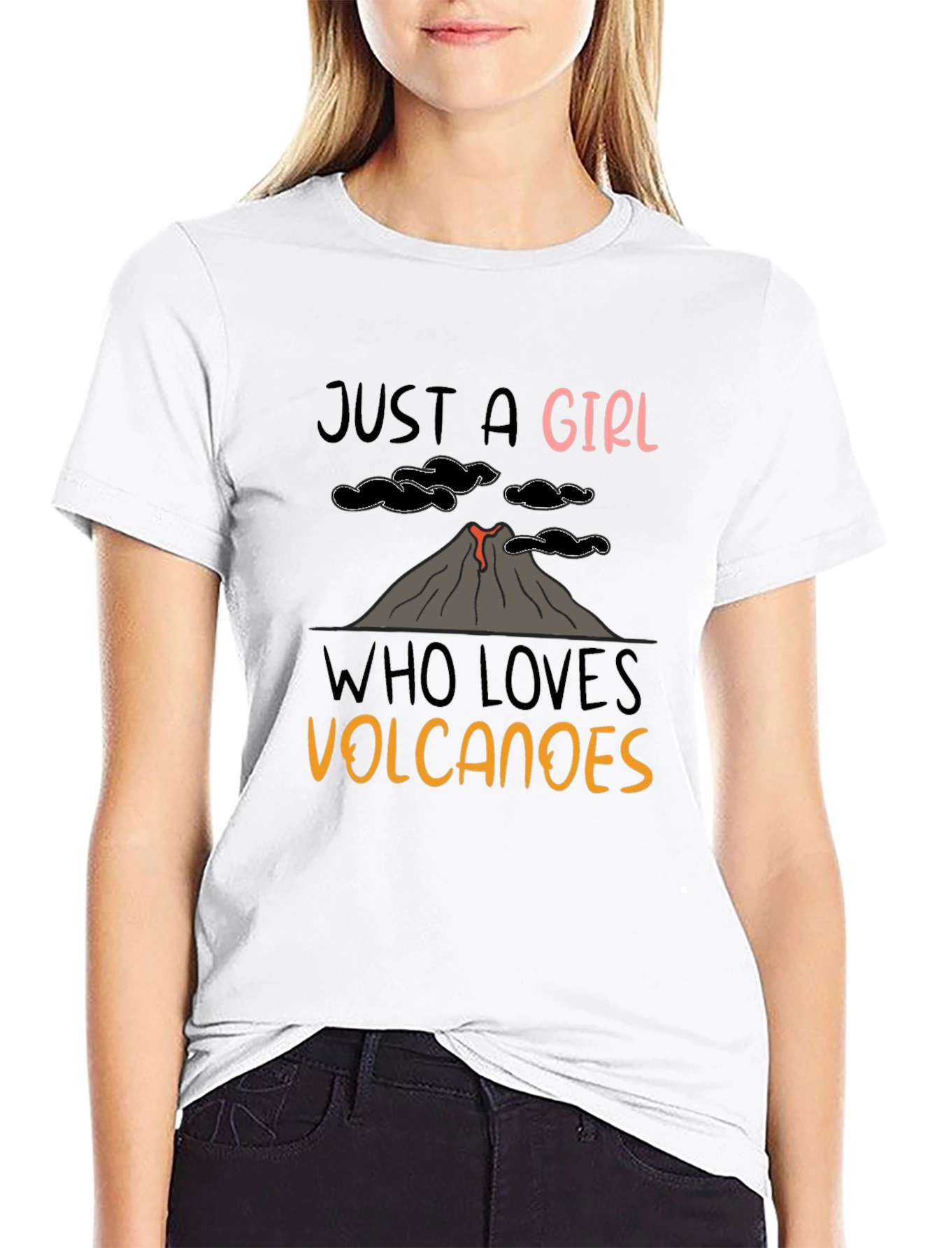 Black Just A Girl Who Loves Volcanoes T-Shirt view 9