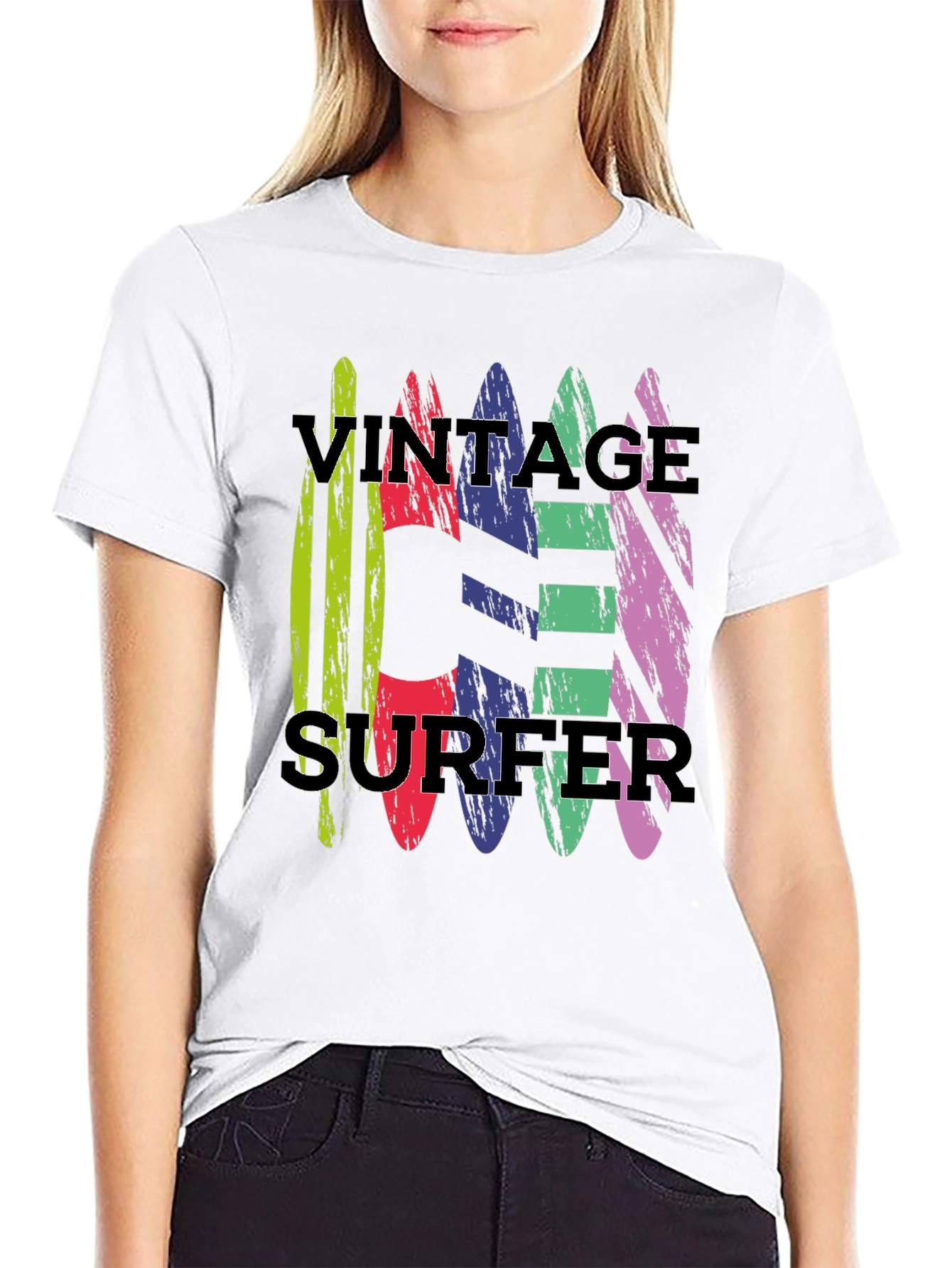 Black Vintage Surfer T-Shirt - Retro Surfboard Design view 9