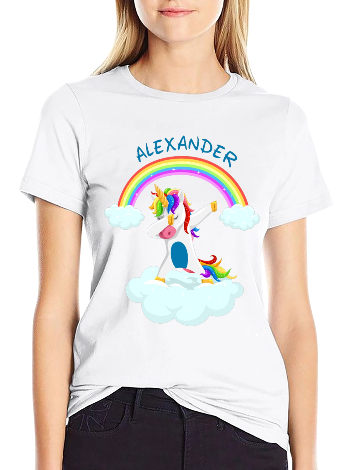 Black Dabbing Unicorn T-Shirt - Personalized Alexander Tee view 9