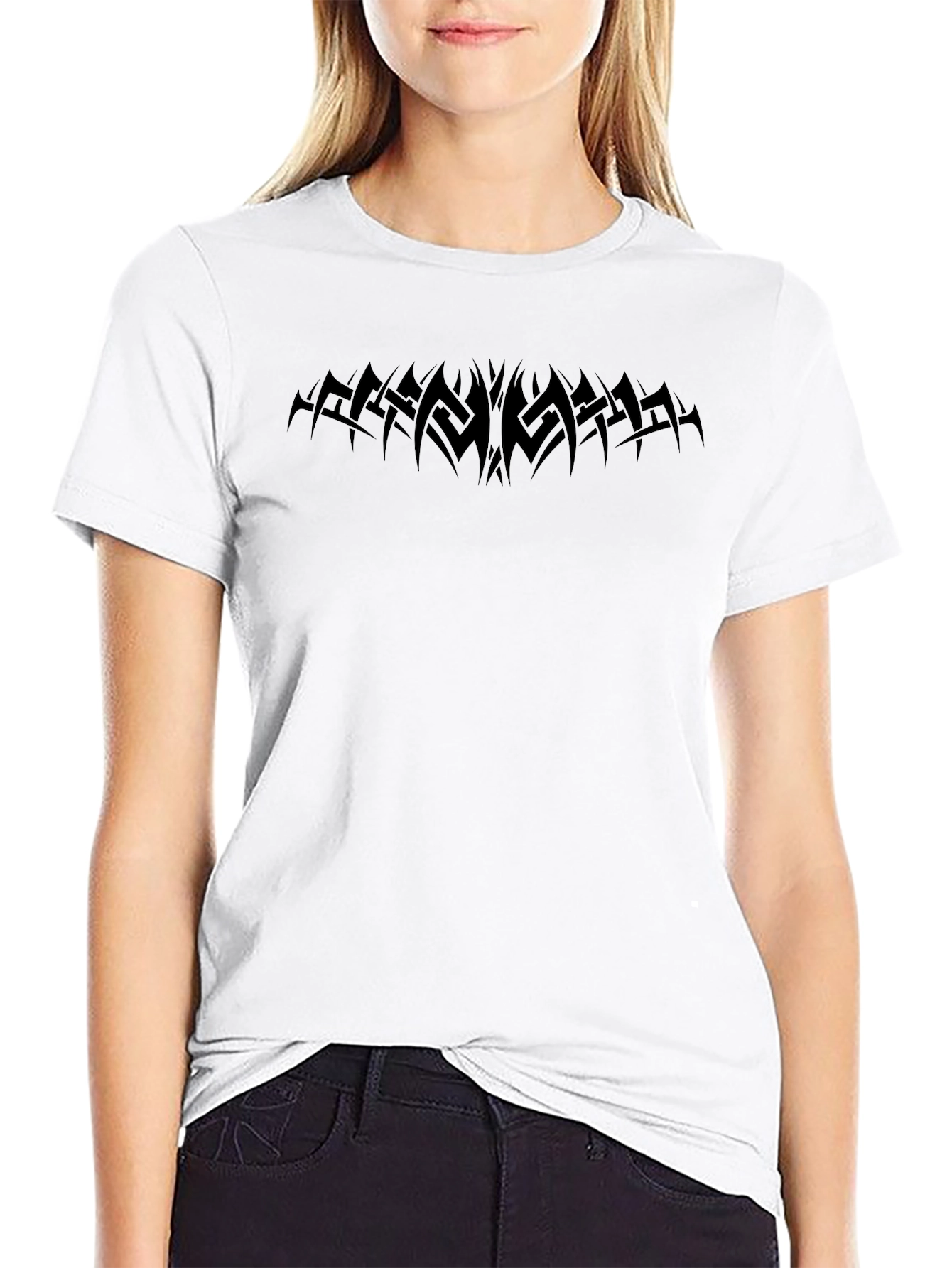 Black Black Tribal Tattoo Graphic T-Shirt view 9
