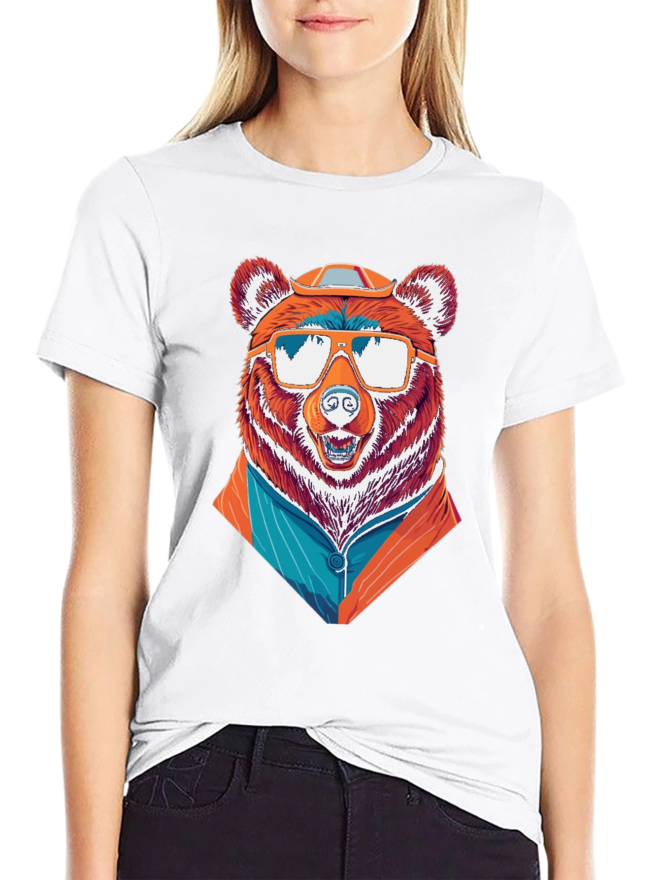 Black Cool Bear T-Shirt - Unique Graphic Tee view 9