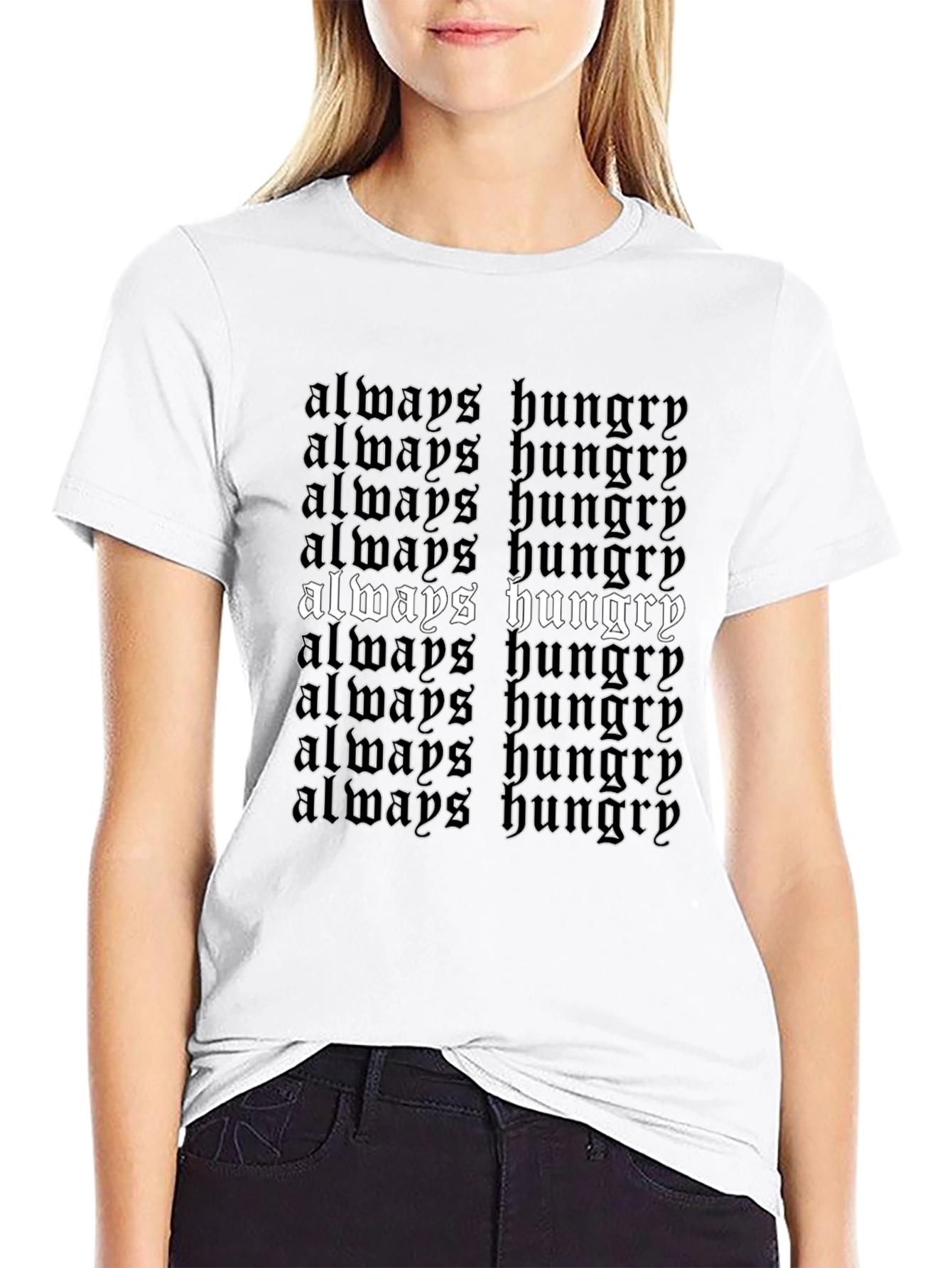 Black Always Hungry Graphic Tee - Bold Statement T-Shirt view 9