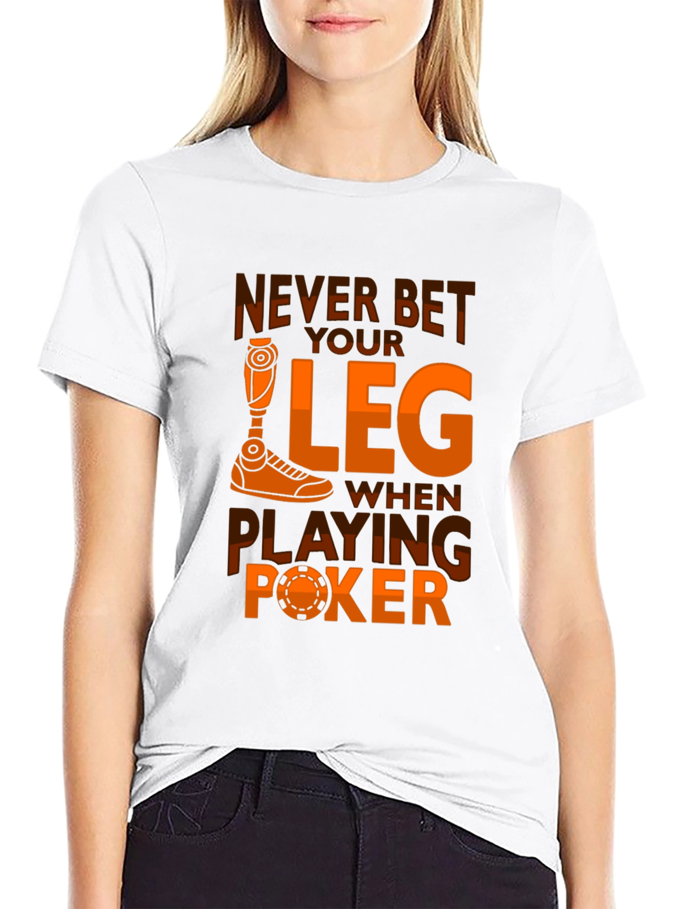 Black Never Bet Your Leg Poker Graphic Tee view 9