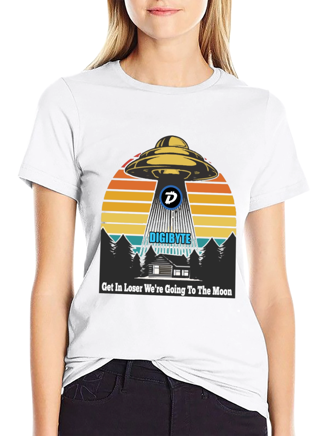 Black Digibyte UFO Abduction T-Shirt - Crypto Humor Tee view 9