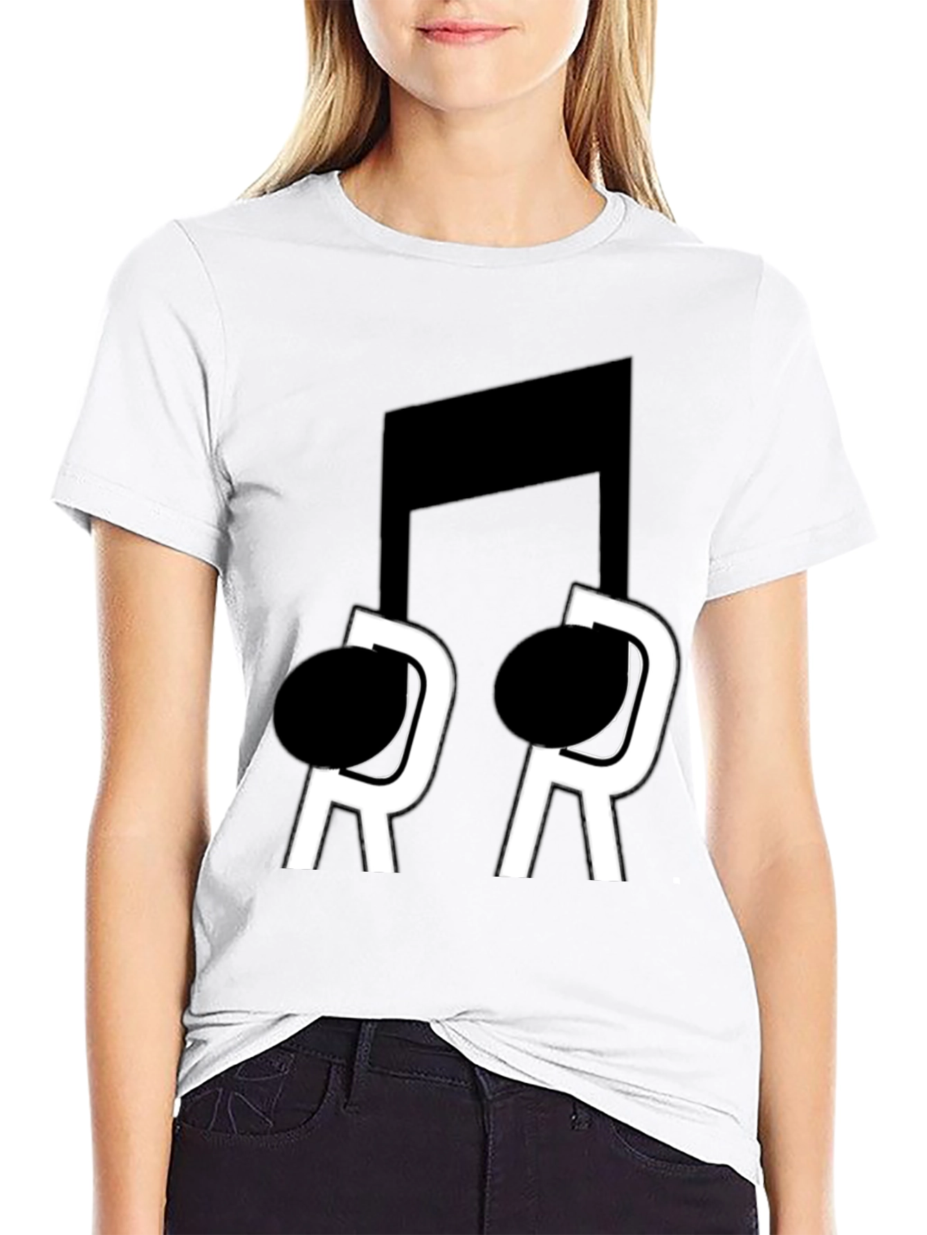 Black Musical Note T-Shirt - Black Cotton Blend view 9