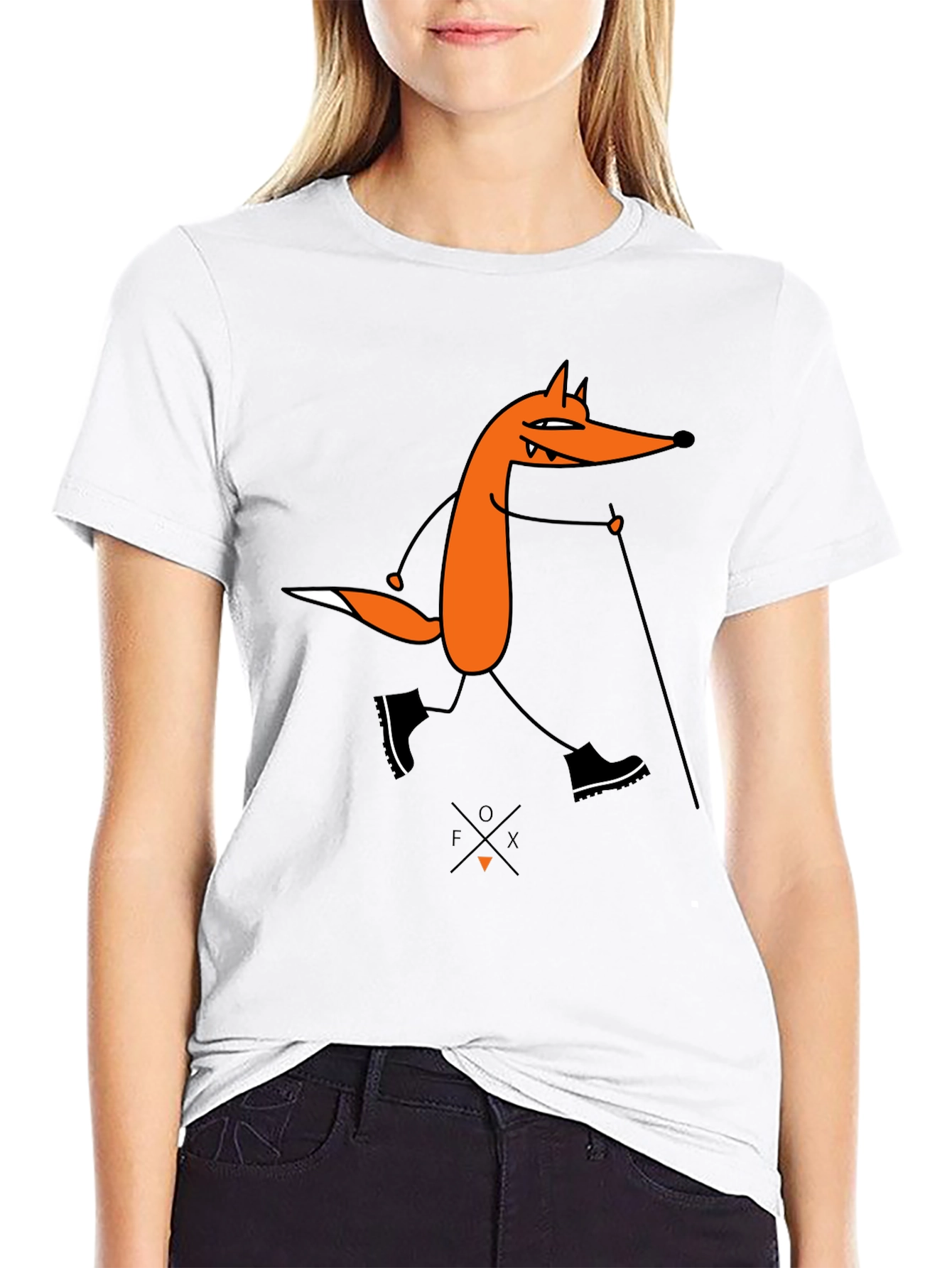 Black Fox Hiking Graphic Tee - Black Cotton T-Shirt view 9