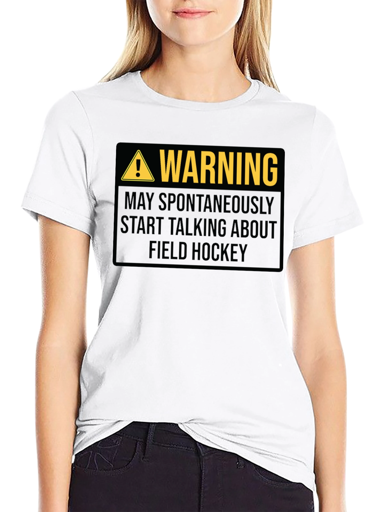 Black Field Hockey Warning Graphic T-Shirt view 9