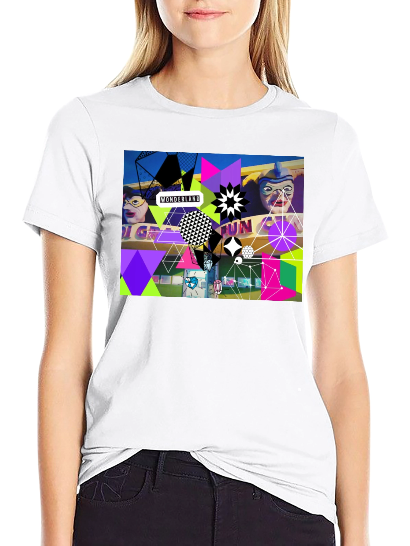 Black Wonderland Fun Graphic Tee - Black Crew Neck view 9