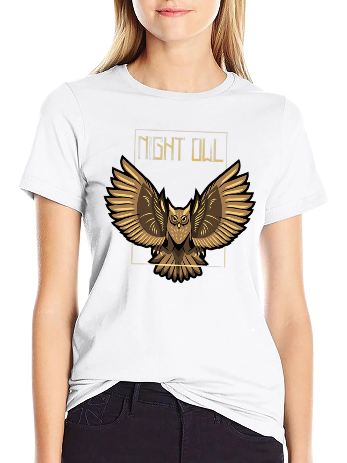 Black Night Owl Graphic T-Shirt - Black view 9