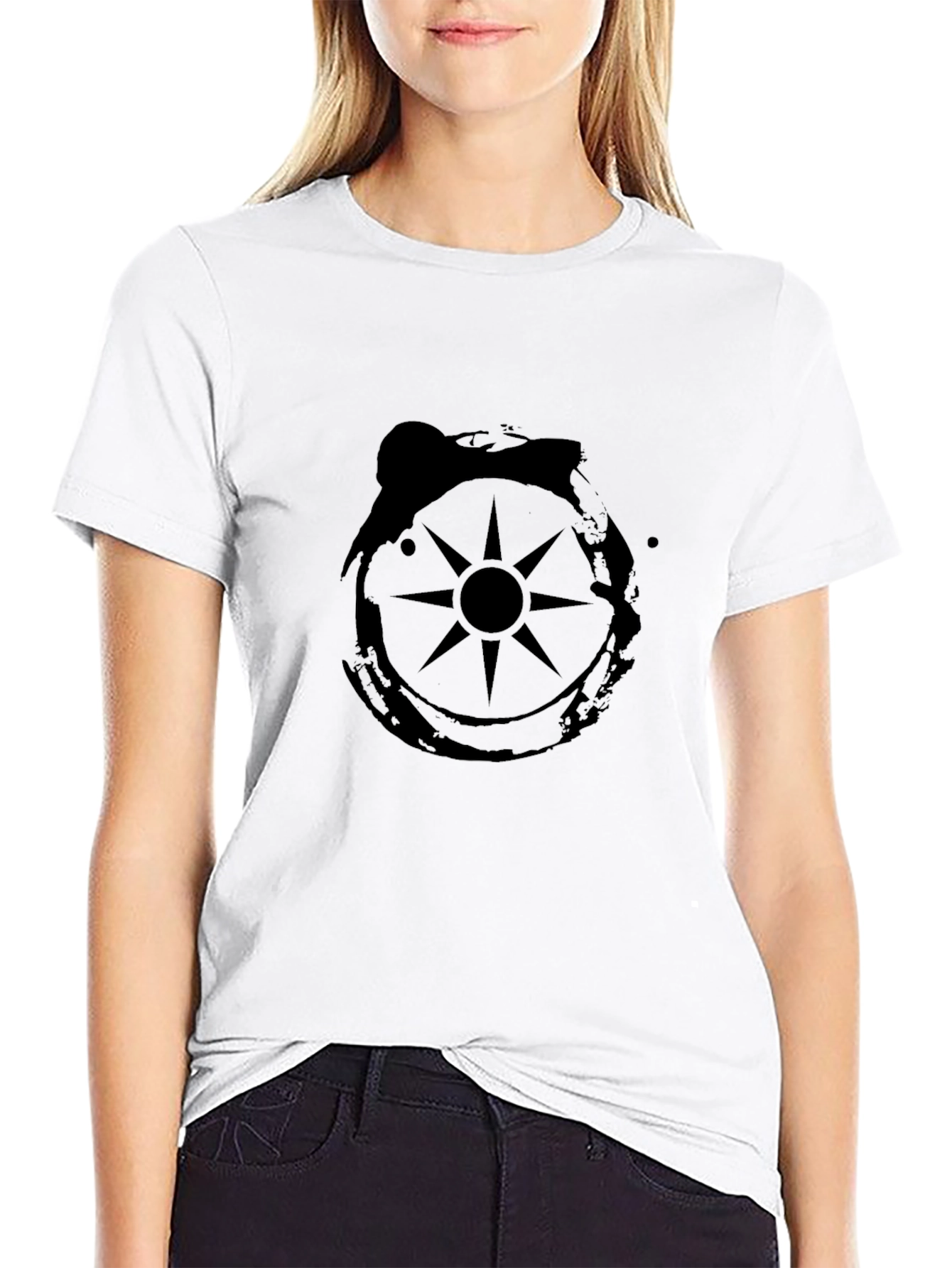 Black Black Graphic Tee - Compass Design view 9