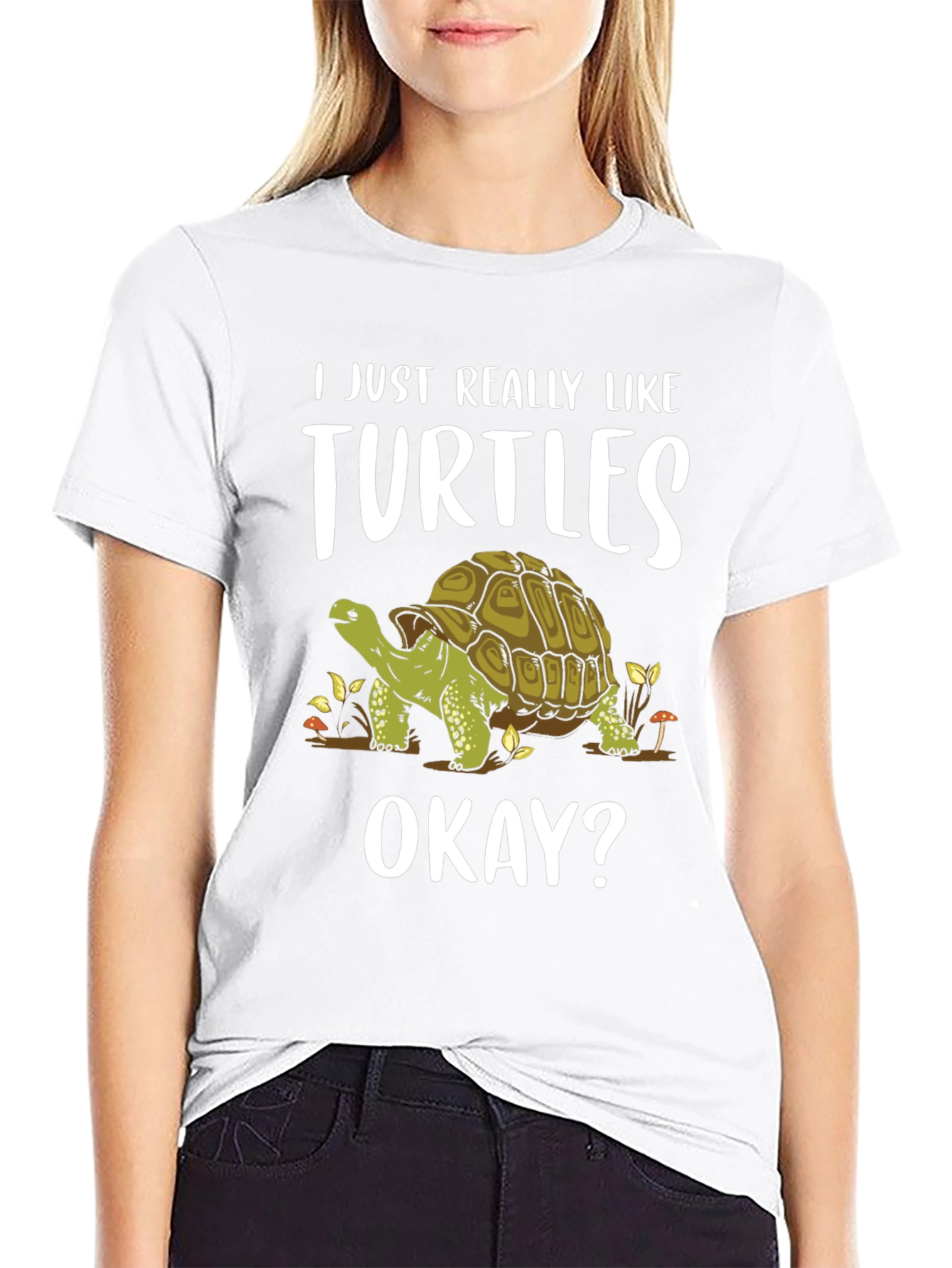 Black Turtle Lover Tee - I Just Really Like Turtles Okay? T-Shirt view 9