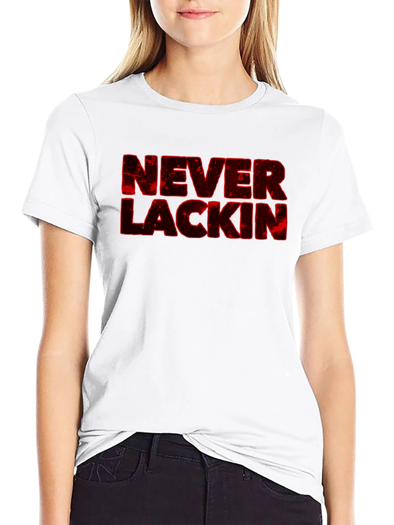 Black Never Lackin' Graphic Print Black T-Shirt view 9