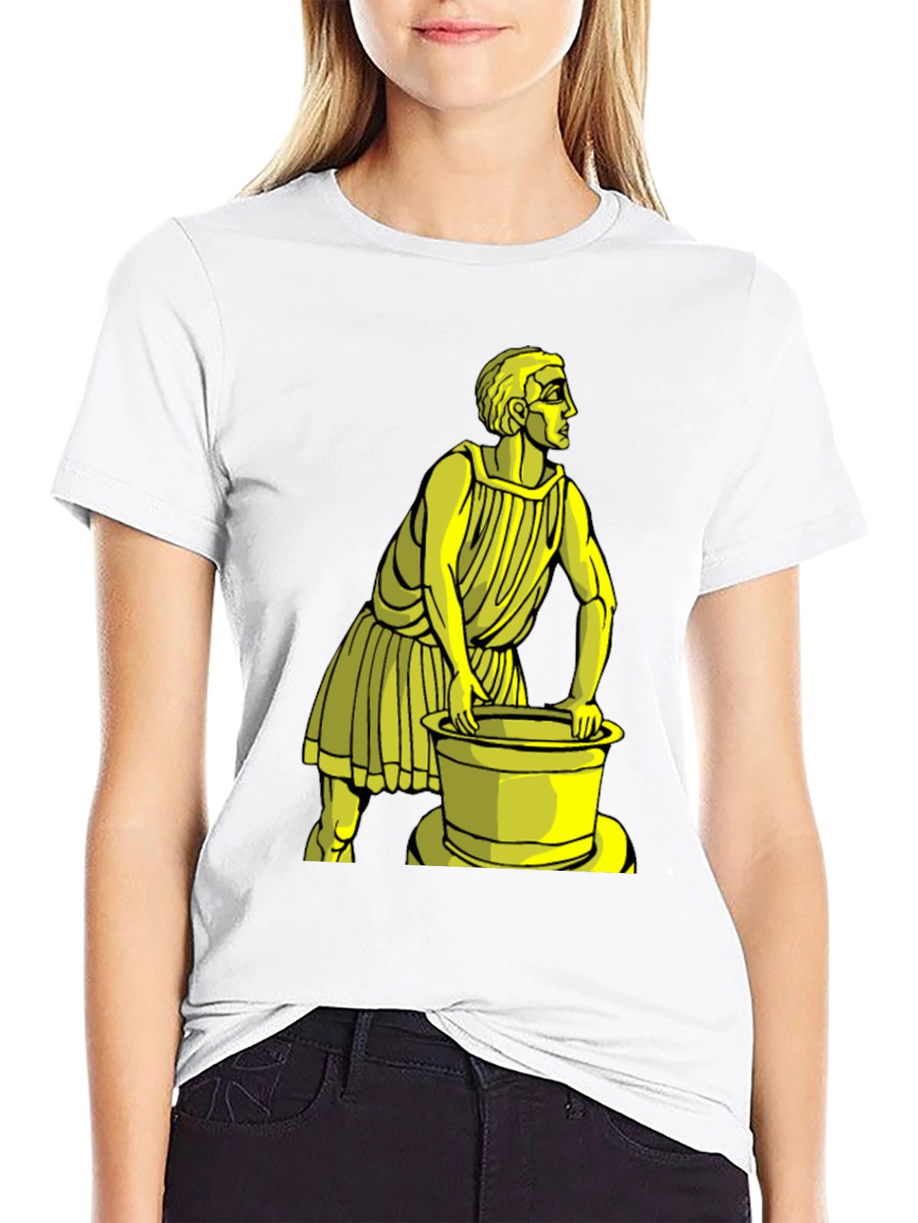 Black Black T-Shirt with Yellow Ancient Man Graphic view 9