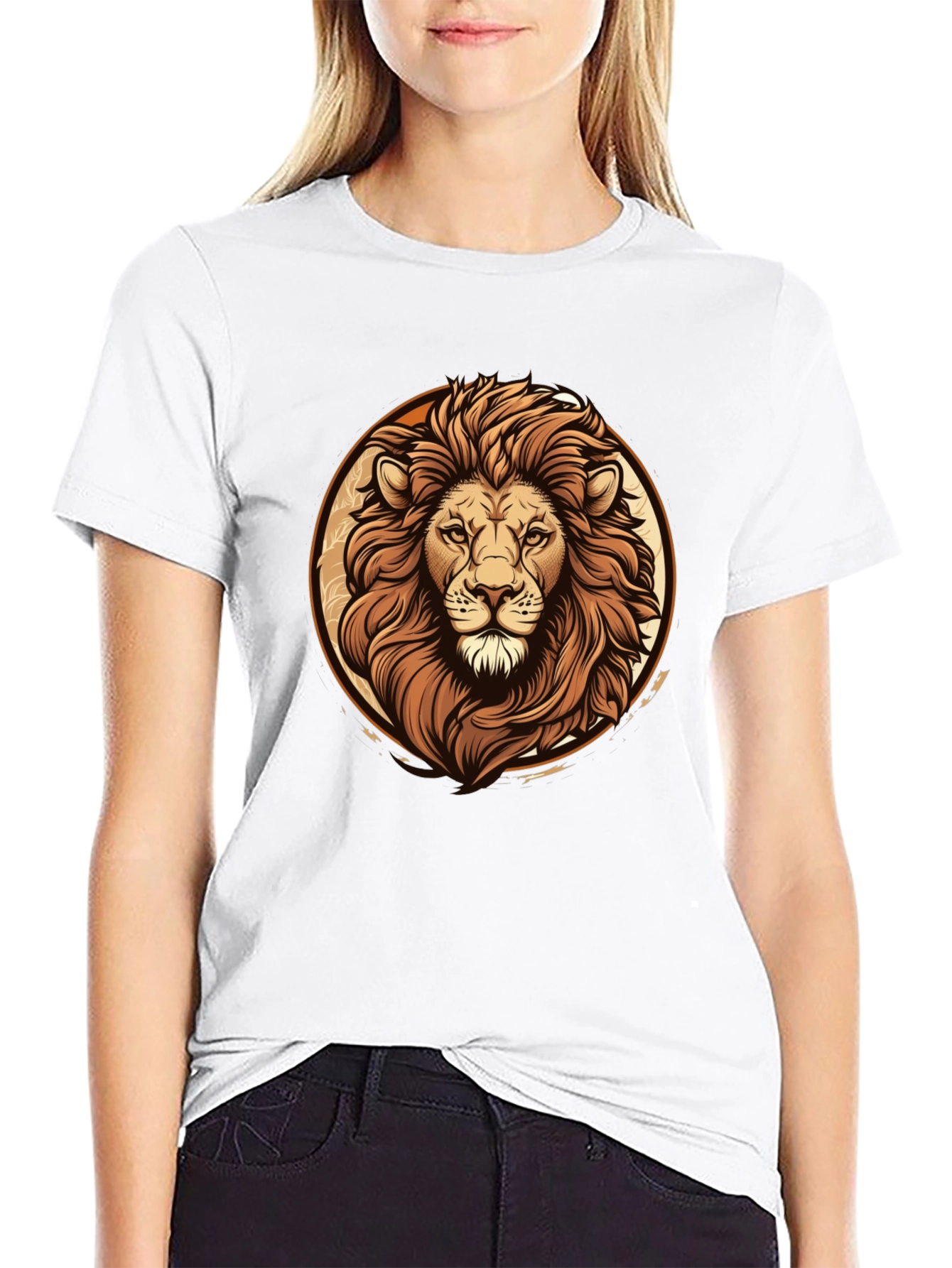 Black Lion Graphic Tee - Bold Animal Print Black T-Shirt view 9