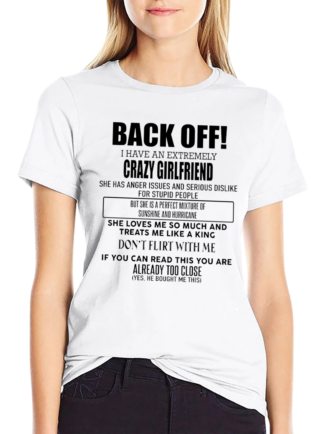 Black Back Off Crazy Girlfriend Graphic Tee view 9