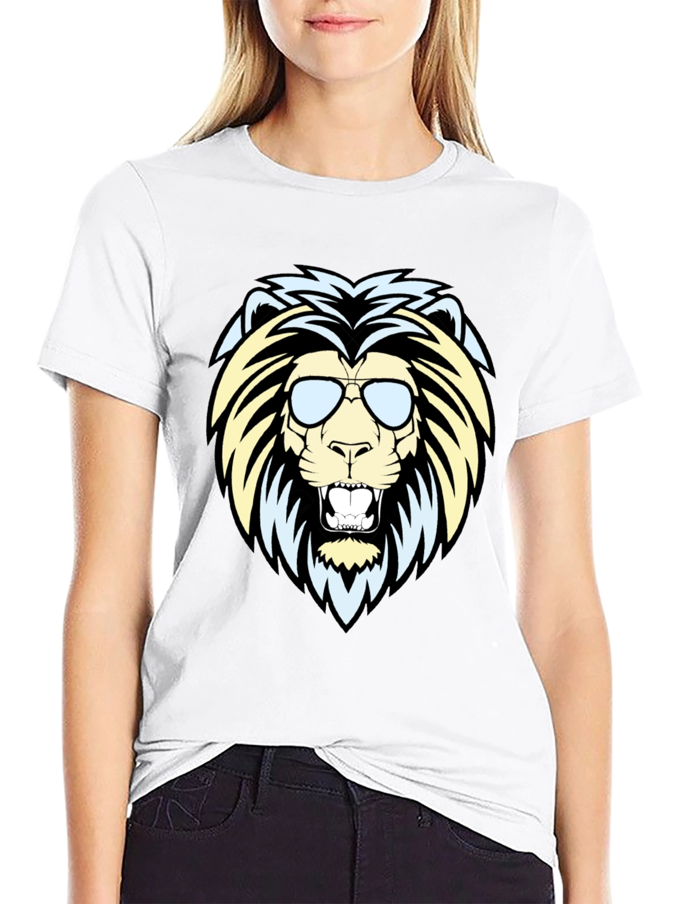 Black Cool Lion Graphic Tee - Men's Black T-Shirt view 9