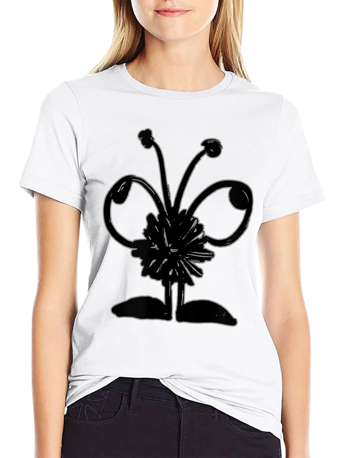 Black Abstract Graphic Print Black T-Shirt view 9