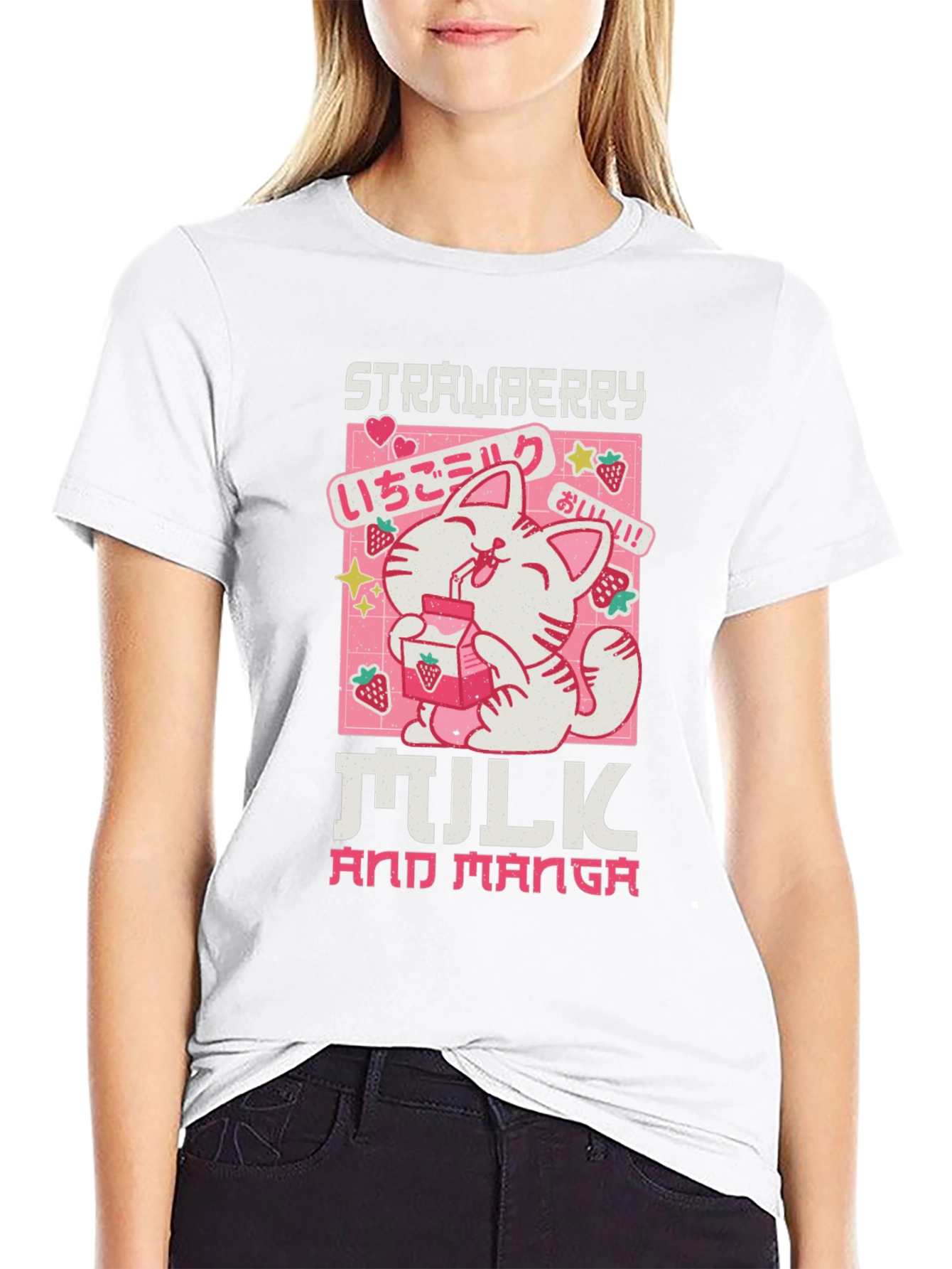 Black Strawberry Milk and Manga Graphic Tee view 9