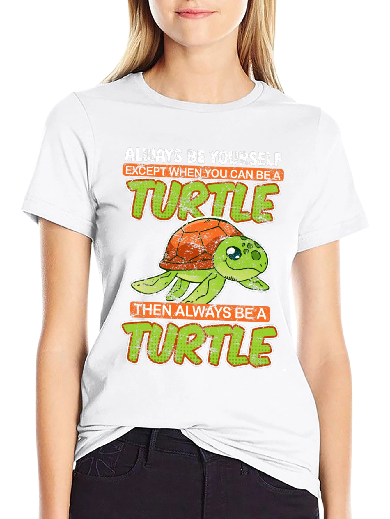 Black Funny Turtle Graphic Tee - Always Be Yourself T-Shirt view 9