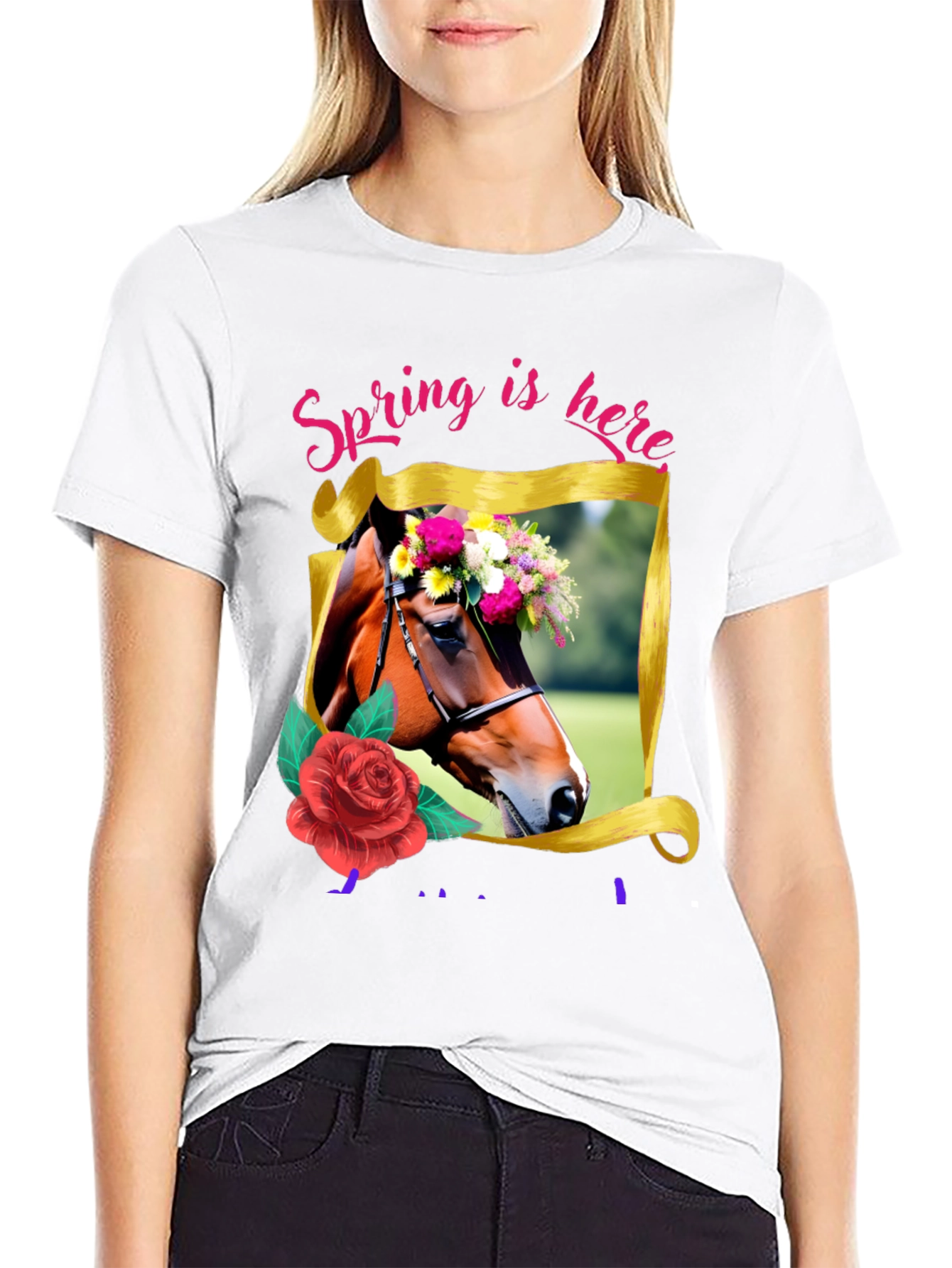 Black Spring Horse Graphic Tee view 9
