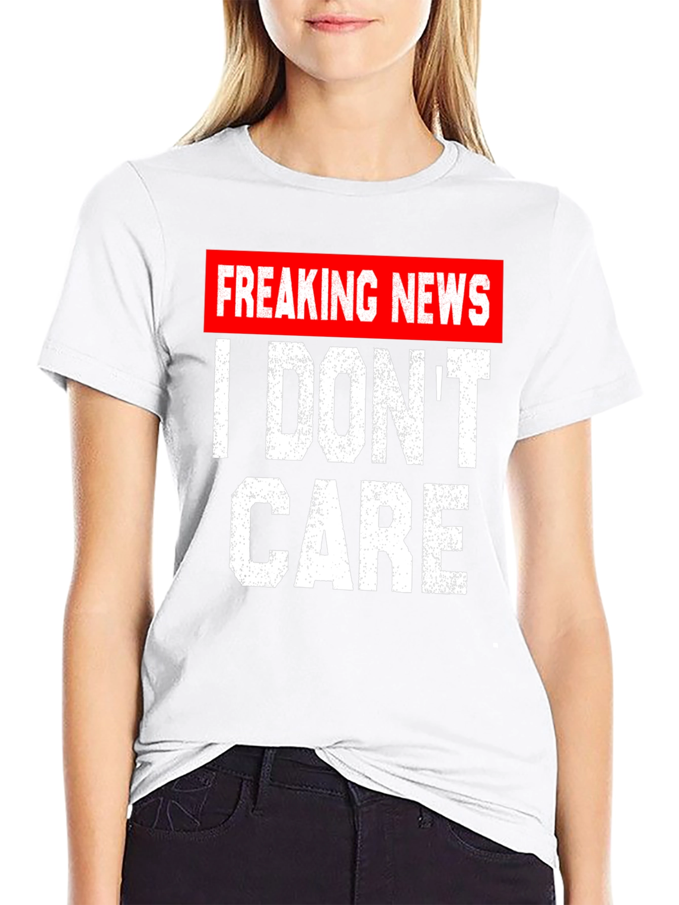 Black Freaking News I Don't Care T-Shirt view 9
