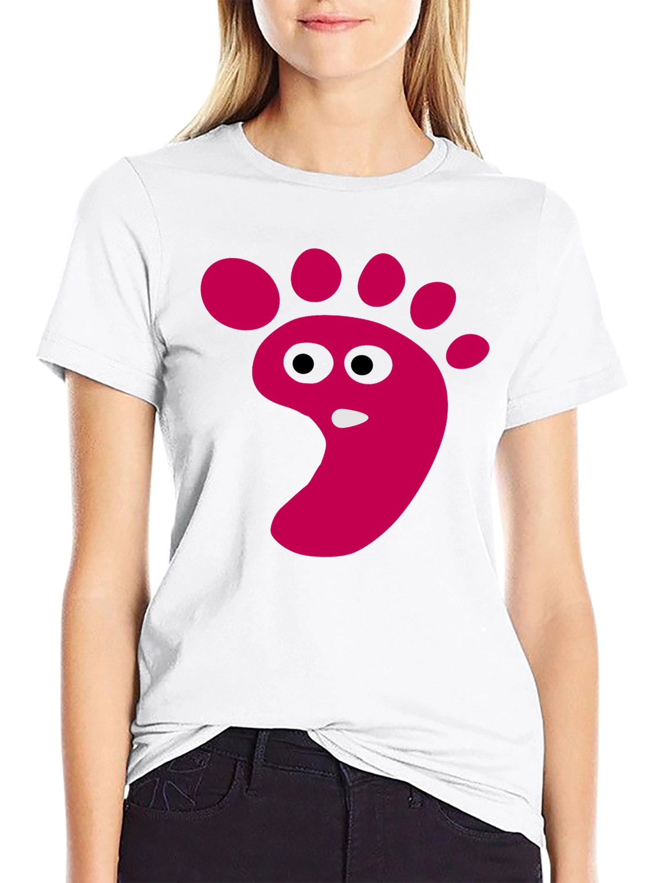 Black Funny Footprint Graphic T-Shirt - Black Cotton Tee view 9