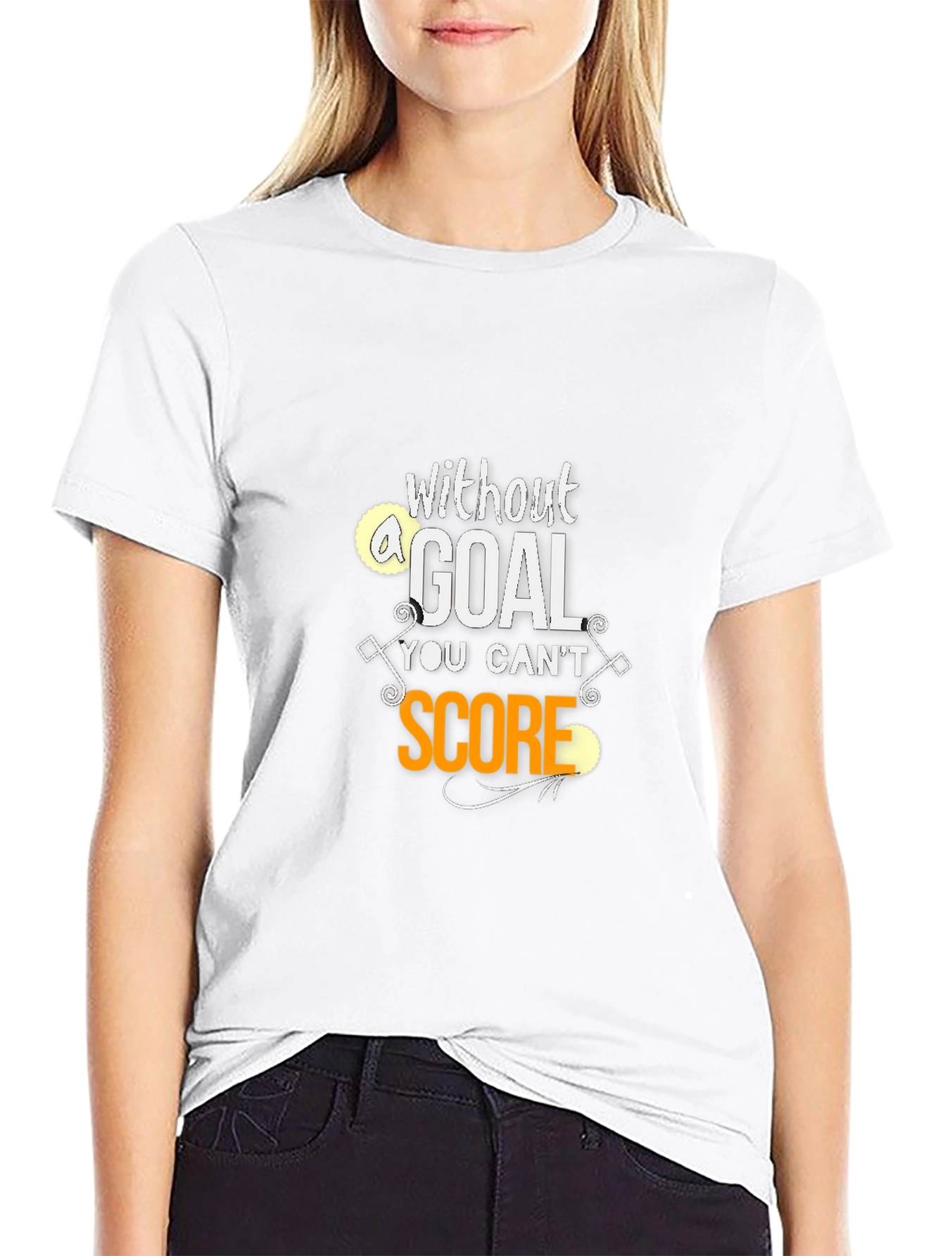 Black Motivational Goal Score Black T-Shirt view 9