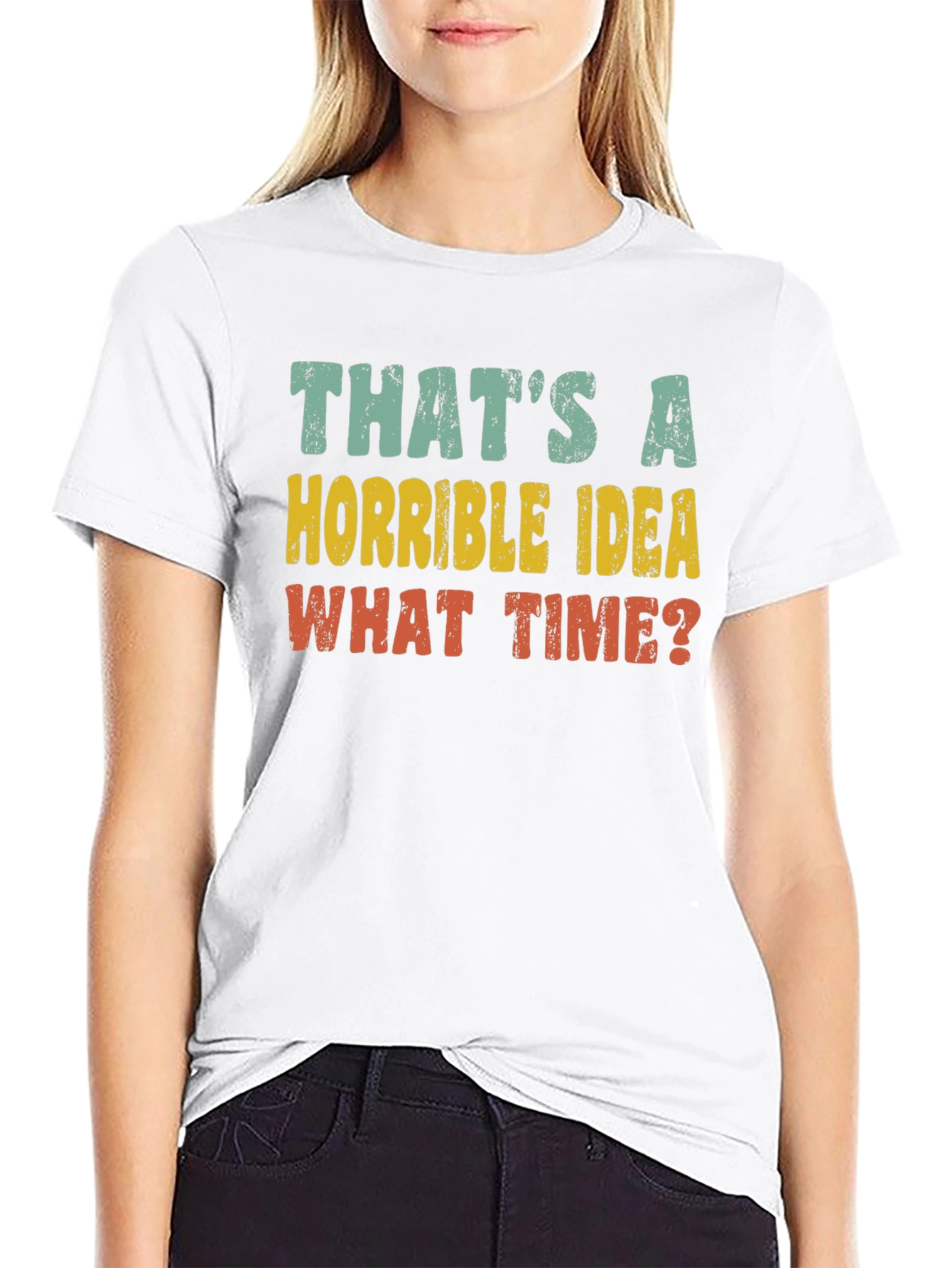 Black Horrible Idea Funny Graphic T-Shirt view 9