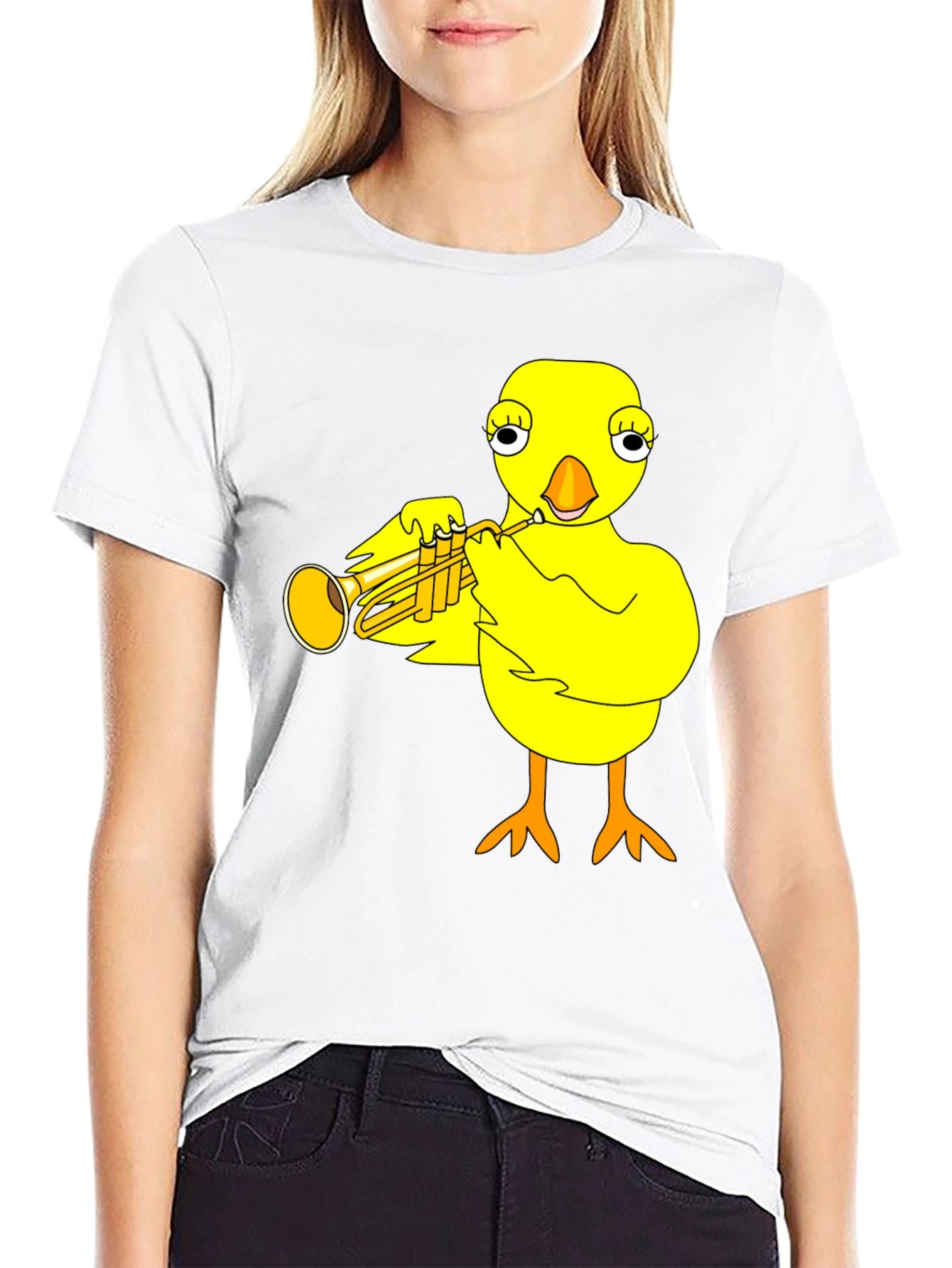 Black Funny Chick Trumpet Player Graphic Tee view 9